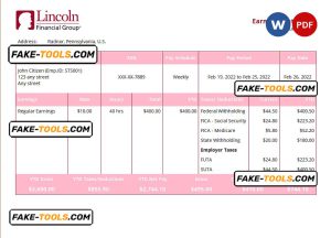 USA insurance company employee sheet template in Word and PDF format, version 2
