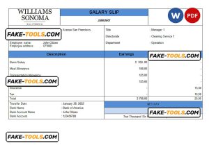 USA retail company employee sheet template in Word and PDF format, version 2