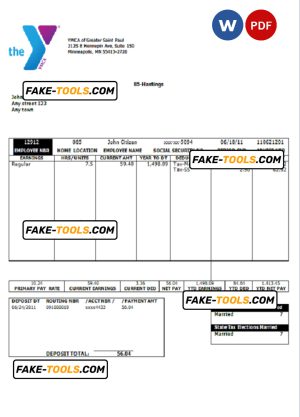 USA social service company employee sheet template in Word and PDF format