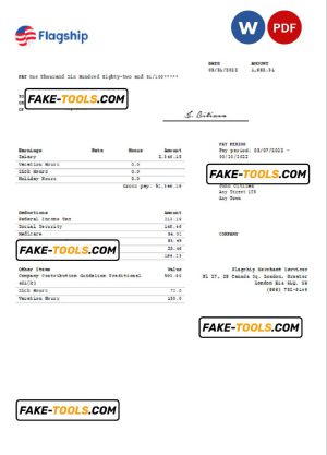 United Kingdom Flagship Merchant Services credit card service company pay stub Word and PDF template