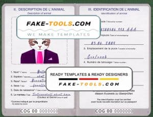 Congo cat (animal, pet) passport PSD template, fully editable