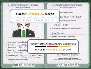 Democratic Republic of the Congo cat (animal, pet) passport PSD template, fully editable
