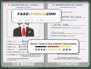 Guinea cat (animal, pet) passport PSD template, fully editable