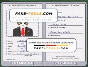 Solomon Islands cat (animal, pet) passport PSD template, fully editable