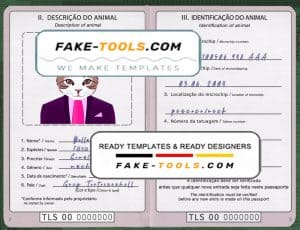 Timor-Leste cat (animal, pet) passport PSD template, fully editable