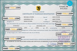 affection universal marriage certificate PSD template, completely editable