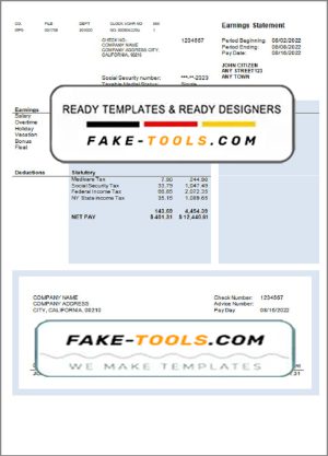 after joy pay stub template in Word and PDF format