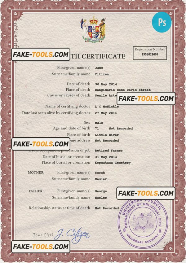 arms first-choice vital record death certificate universal PSD template scan effect
