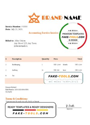 asset trust universal multipurpose invoice template in Word and PDF format, fully editable