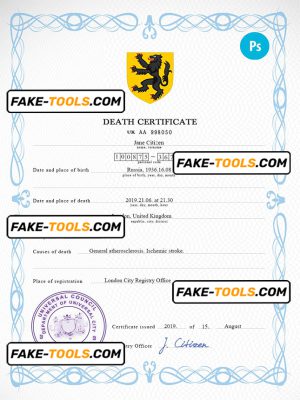 blackout death universal certificate PSD template, completely editable