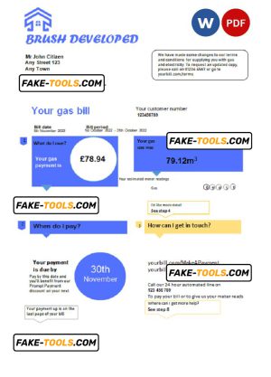 brush developed universal multipurpose utility bill, Word and PDF template