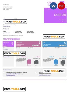 capitol imact universal multipurpose utility bill, Word and PDF template