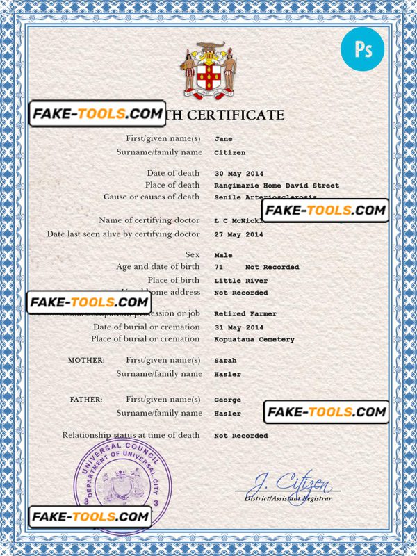 certificate leader death universal certificate PSD template, completely editable