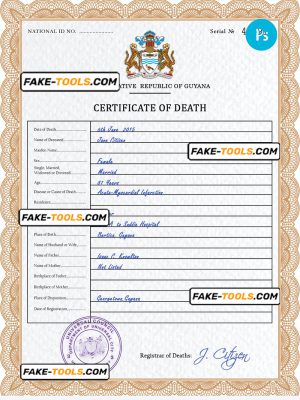 coat push death universal certificate PSD template, completely editable