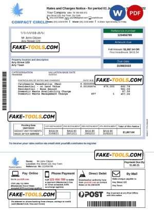 compact circle universal multipurpose utility bill, Word and PDF template, 2 pages