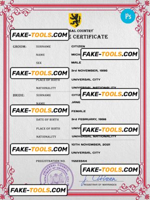 delight universal marriage certificate PSD template, fully editable