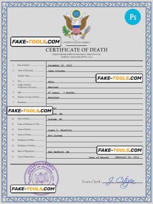 dynamic vital record death certificate universal PSD template