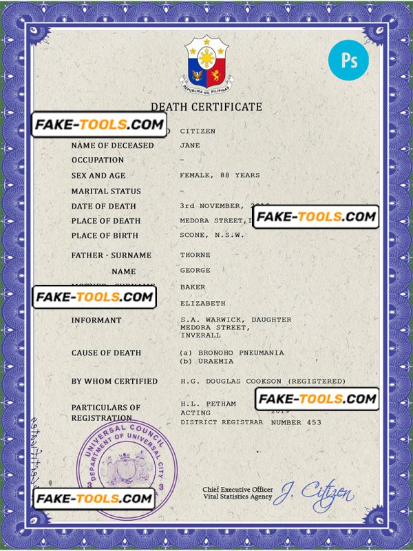 faith death universal certificate PSD template, completely editable