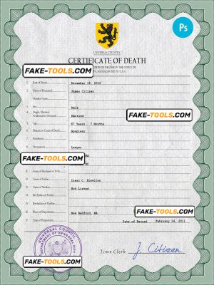 flight death universal certificate PSD template, completely editable