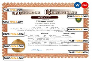 forever universal marriage certificate Word and PDF template, fully editable