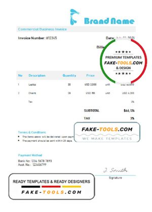 land gamer universal multipurpose invoice template in Word and PDF format, fully editable