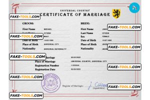 micro universal marriage certificate PSD template, fully editable