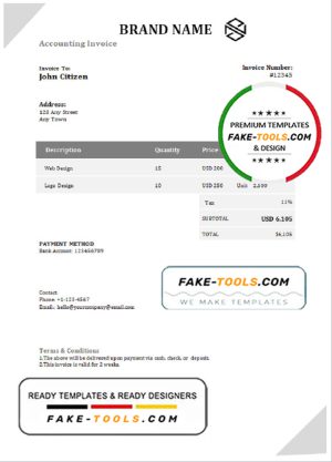 own embrace universal multipurpose invoice template in Word and PDF format, fully editable