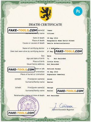 point flow death universal certificate PSD template, completely editable