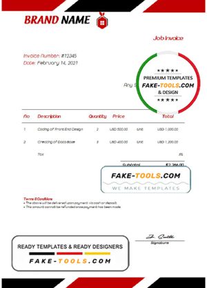 quick lap universal multipurpose invoice template in Word and PDF format, fully editable