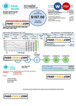rapid benefit universal multipurpose utility bill, Word and PDF template