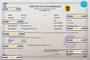romance universal marriage certificate PSD template, fully editable