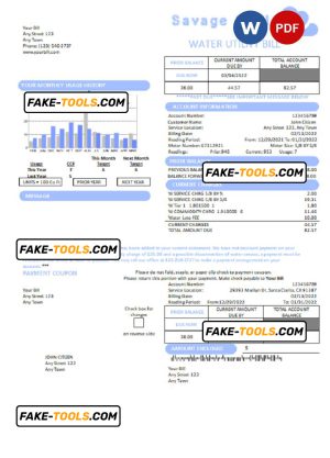 savage soul universal multipurpose utility bill, Word and PDF template
