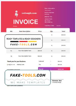 scheme theory universal multipurpose tax invoice template in Word and PDF format, fully editable
