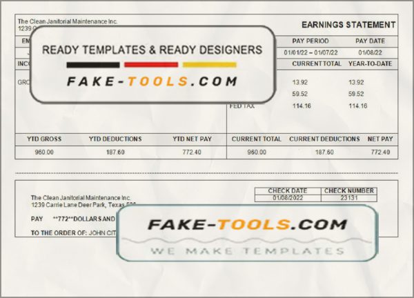 smart up pay stub template in Word and PDF format scan effect