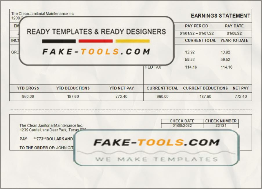 smart up pay stub template in Word and PDF format scan effect