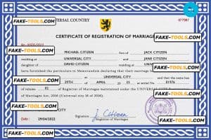 tickle universal marriage certificate PSD template, fully editable