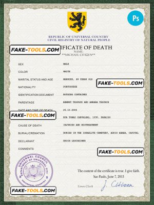 trust vital record death certificate universal PSD template