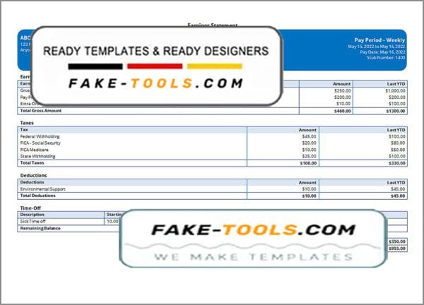 value call pay stub template in Word and PDF format