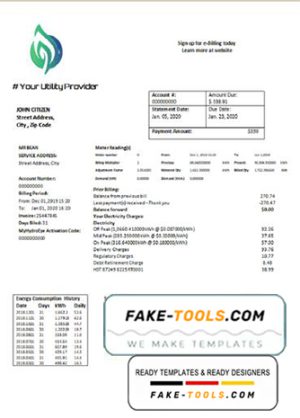 value energy universal multipurpose utility bill template in Word format
