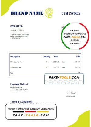 wide grid universal multipurpose invoice template in Word and PDF format, fully editable