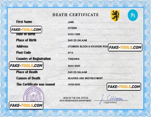 wise crowd death universal certificate PSD template, completely editable