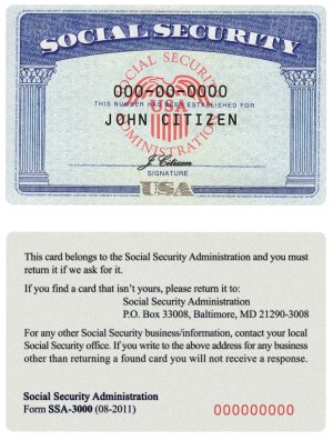 fillable social security card