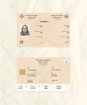 Afghanistan electronic driver license template in PSD format