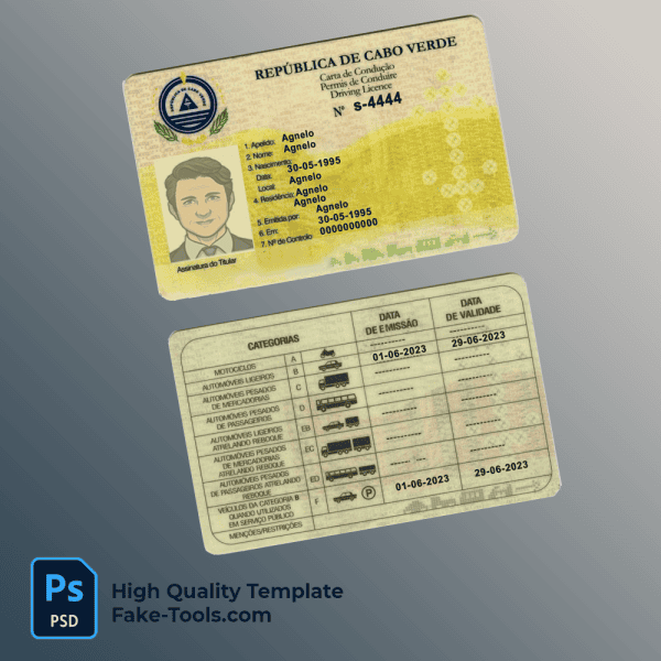 Cabo Verde driver license PSD template
