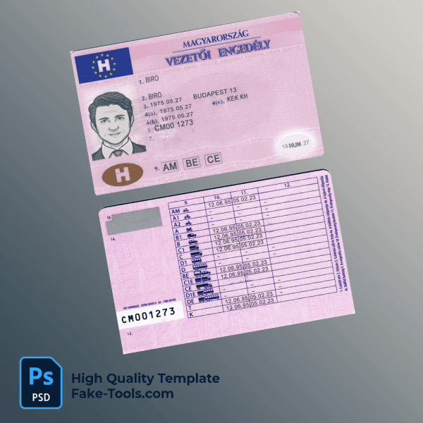 Hungary driving license PSD template