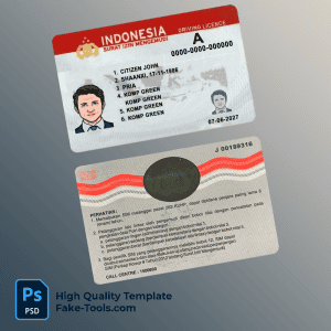 Indonesia driving license template in PSD format, fully editable