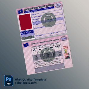 Congo driving license template in PSD format, fully editable