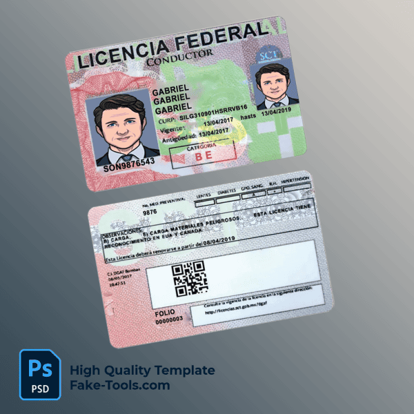 Mexico driver license PSD template