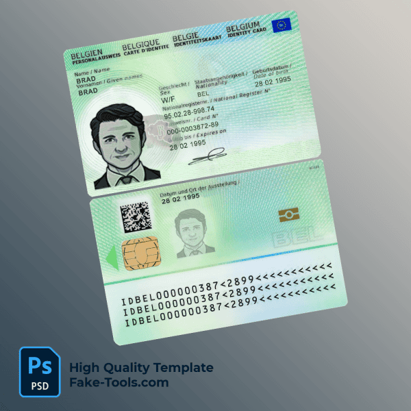 Belgium ID template in PSD format