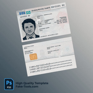 Belgium residence permit card PSD template